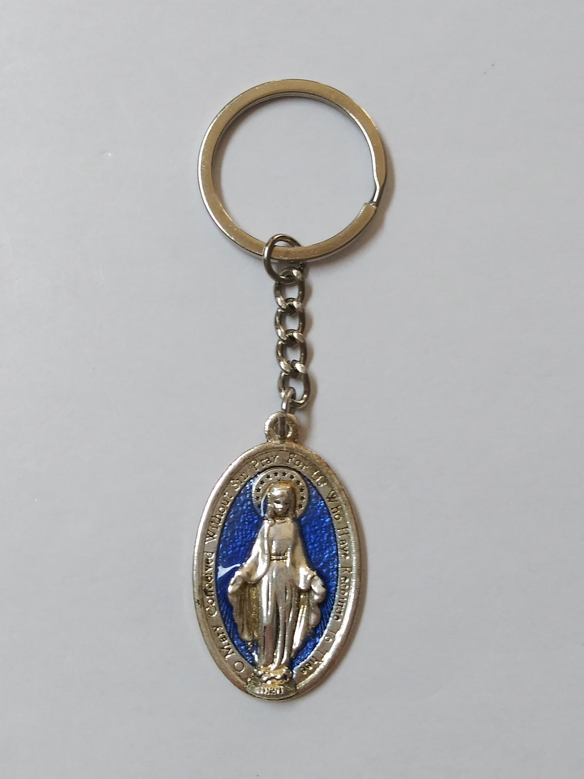 Miraculous Medal Blue Key Chain