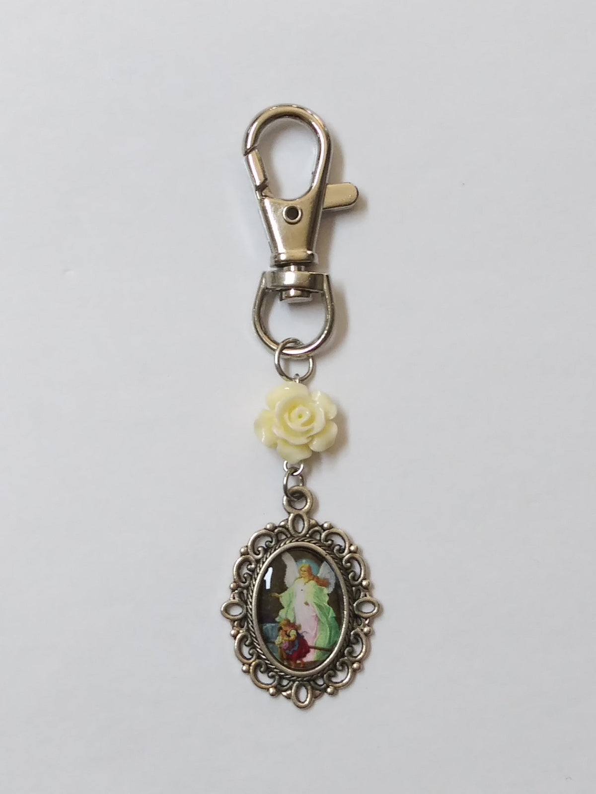 Guardian Angel Floral Devotion Keychain