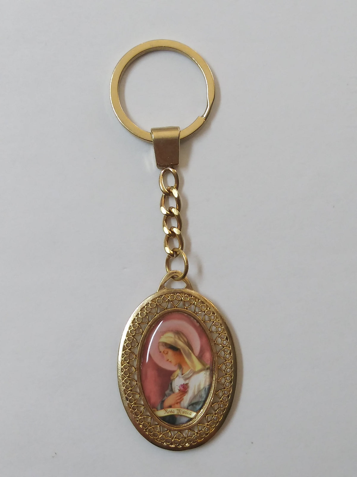 Rosa Mistica & Reina De La Paz Key Chain