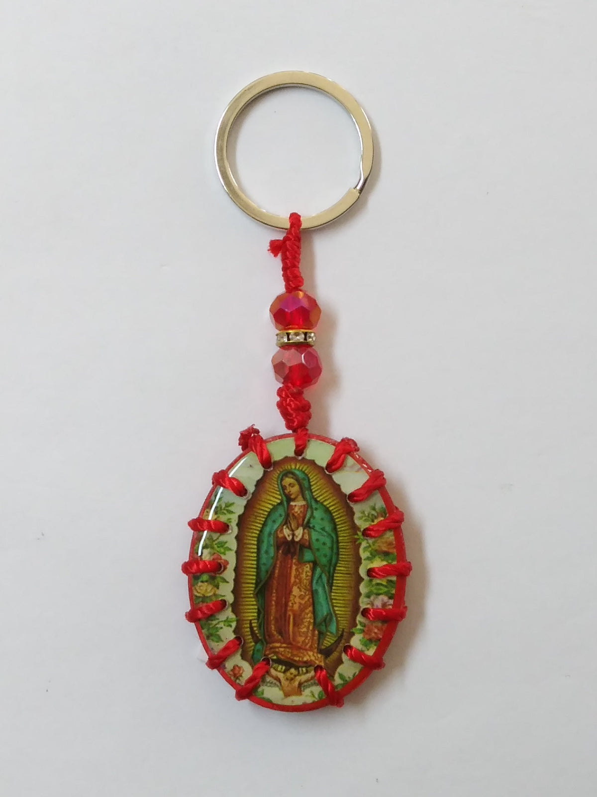 Our Lady Of Guadalupe Red Cord Wood Key Chain