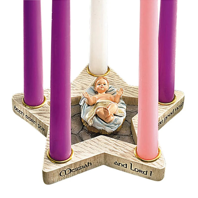 Star Shaped Advent Wreath With Removable Baby Jesus