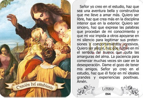 Oracion Del Estudiante Estampa Chica
