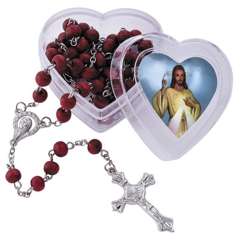 Rosary In Heart Case Rose Scented