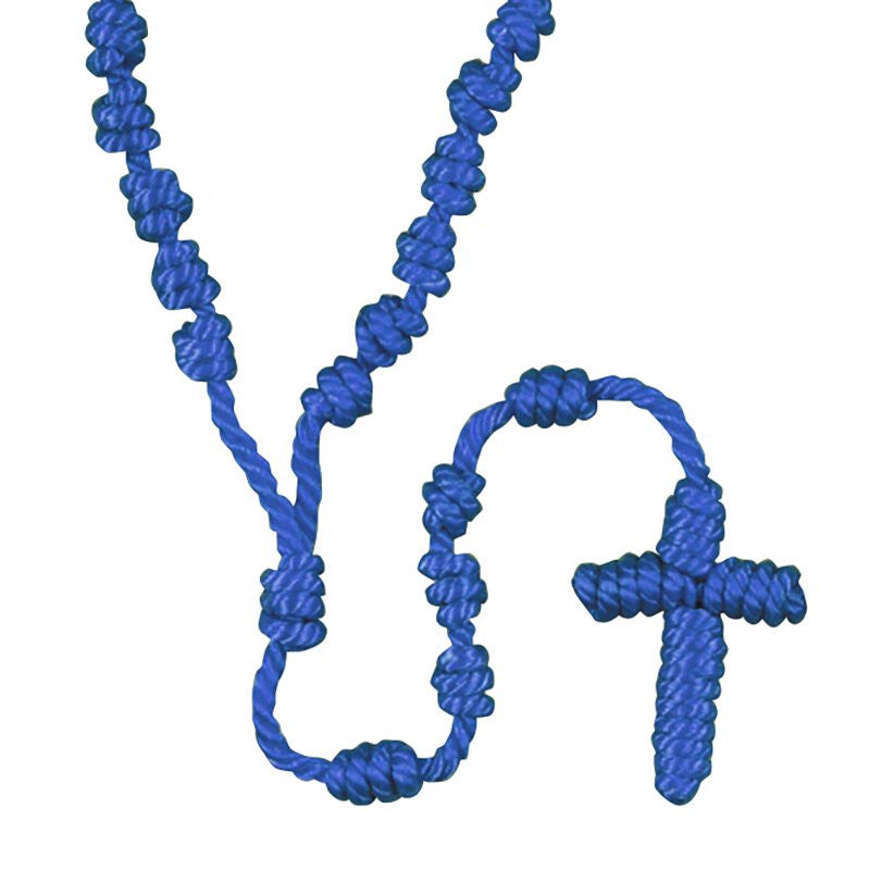 Blue Knotted Cord Rosary Thin