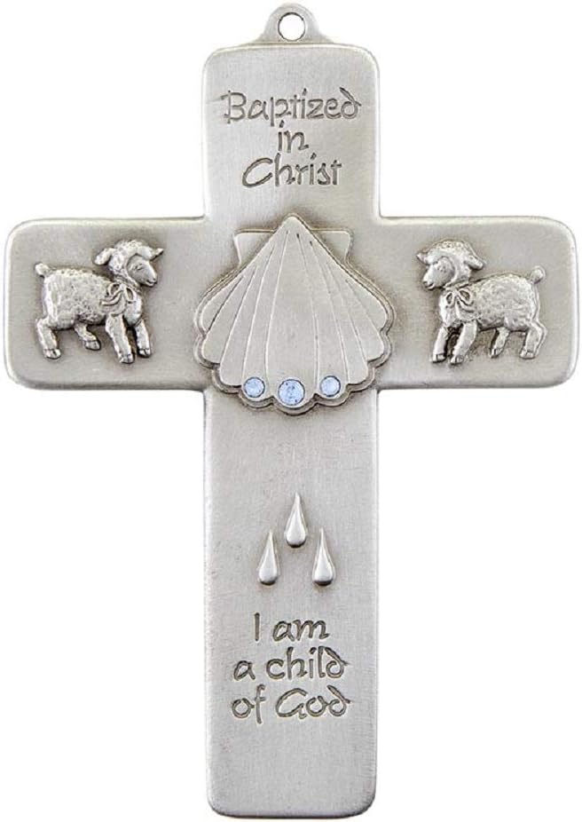 "Baptized In Christ" Pewter Cross Blue