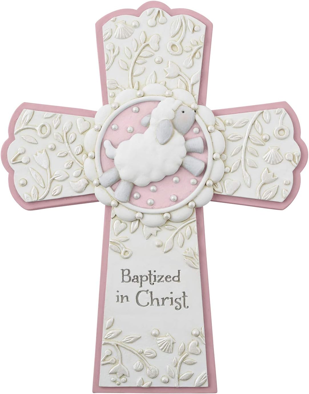 Baptized in Christ Pink Lamb Wall Cross