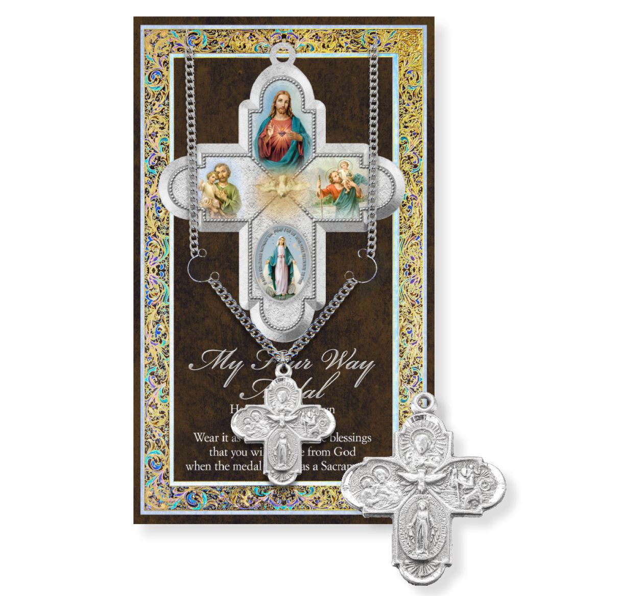 My Four Way Genuine Pewter Medal on a 24" Chain with Biography and Picture Folder