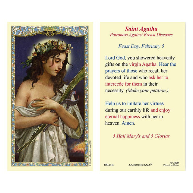 Saint Agatha Holy Card