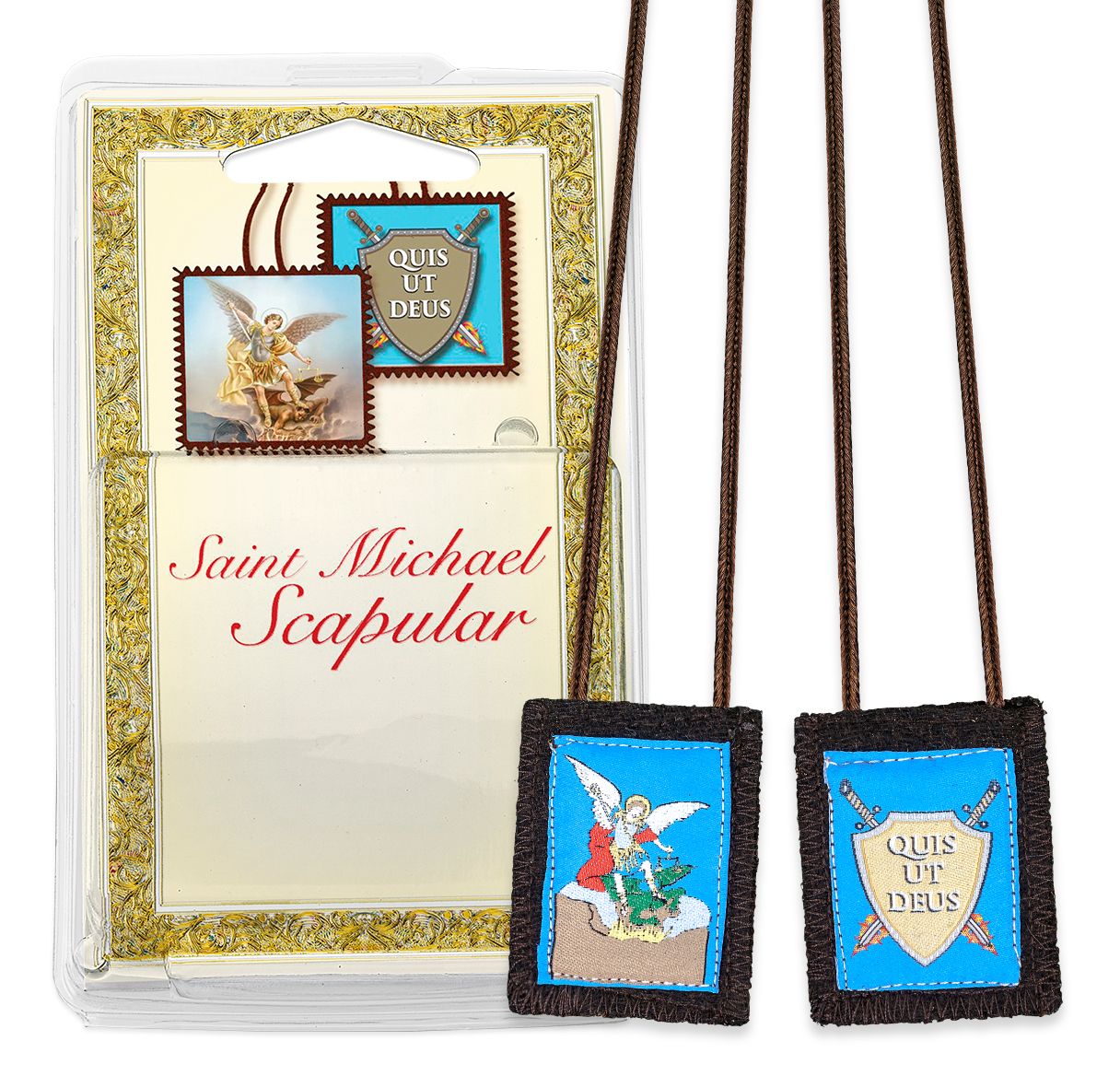 Brown Scapular - St. Michael in Deluxe Packaging