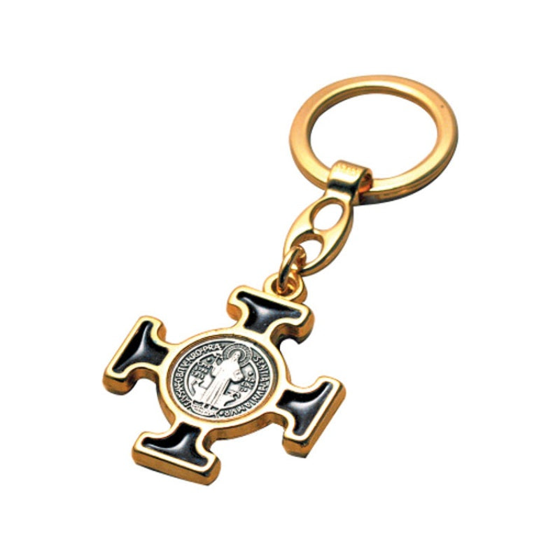 St. Benedict Gold Black Key Chain