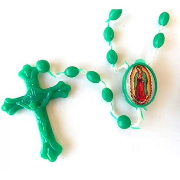 Our Lady Of Guadalupe Green Plastic Rosary