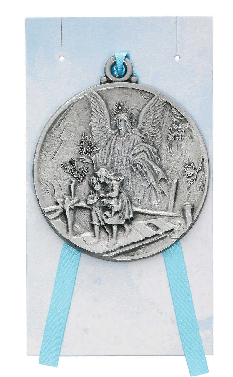Crib Medal Guardian Angel Blue Boy
