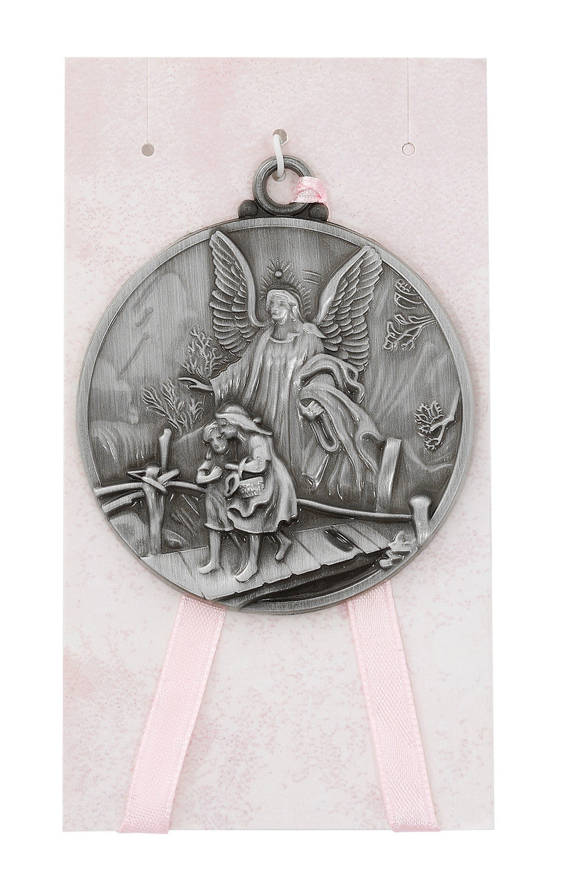 Crib Medal Guardian Angel Pink Girl