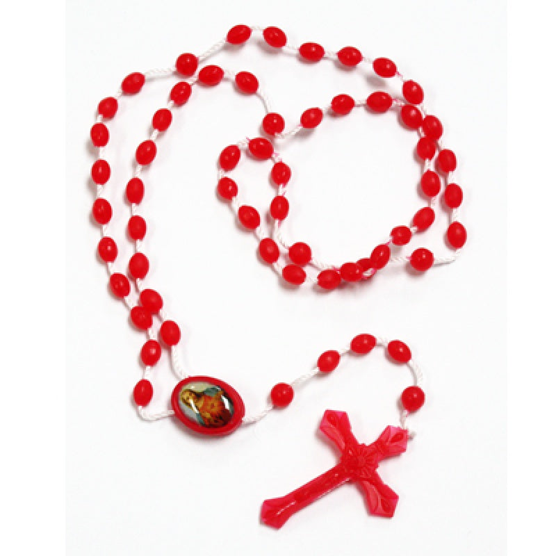 Sacred Heart Red Plastic Rosary
