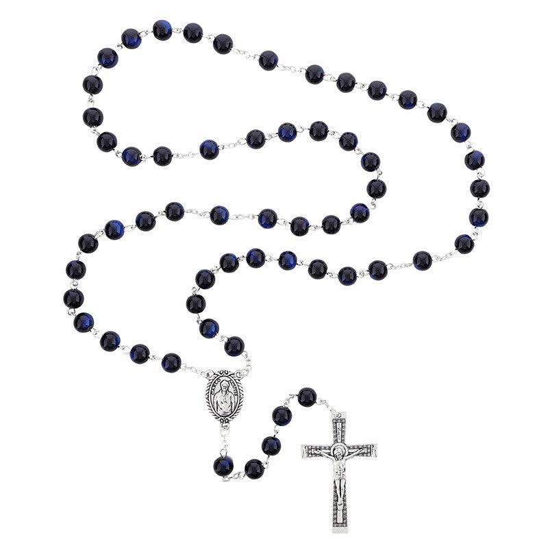 St. Carlo Acutis Blue Imitation Agate Rosary