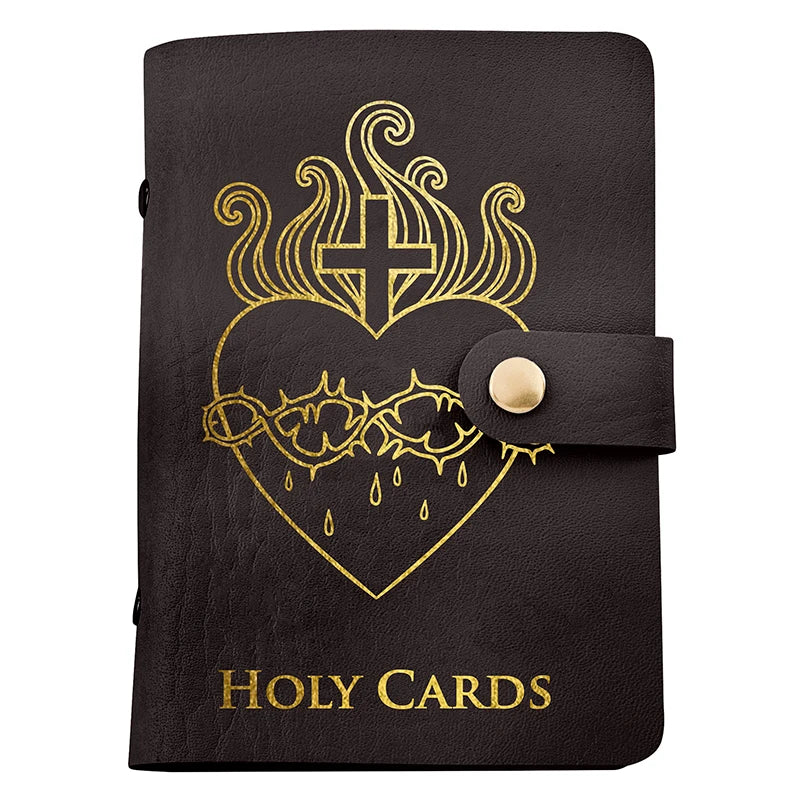 Dark Brown Sacred Heart Holy Card Holder