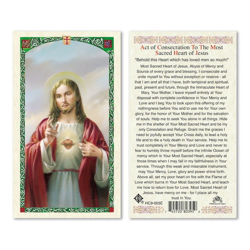 Act Of Consecration TO The Most Sacred Heart Of Jesus Holy Card