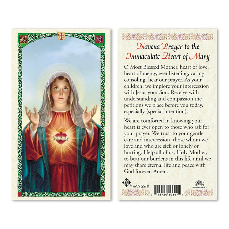 Novena Prayer To The Immaculate Heart Of Mary Holy Card