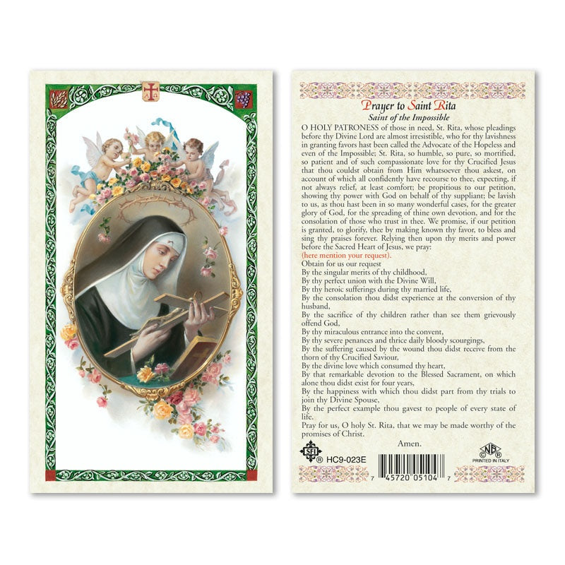 Prayer To Saint Rita Holy Card