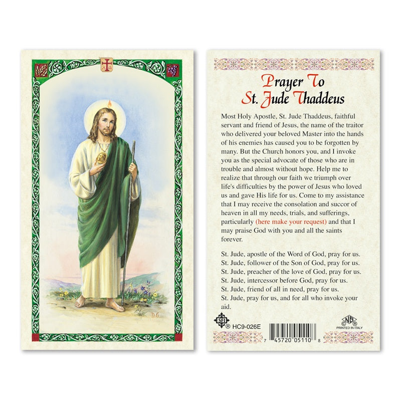 Prayer To St. Jude Thaddeus Holy Card