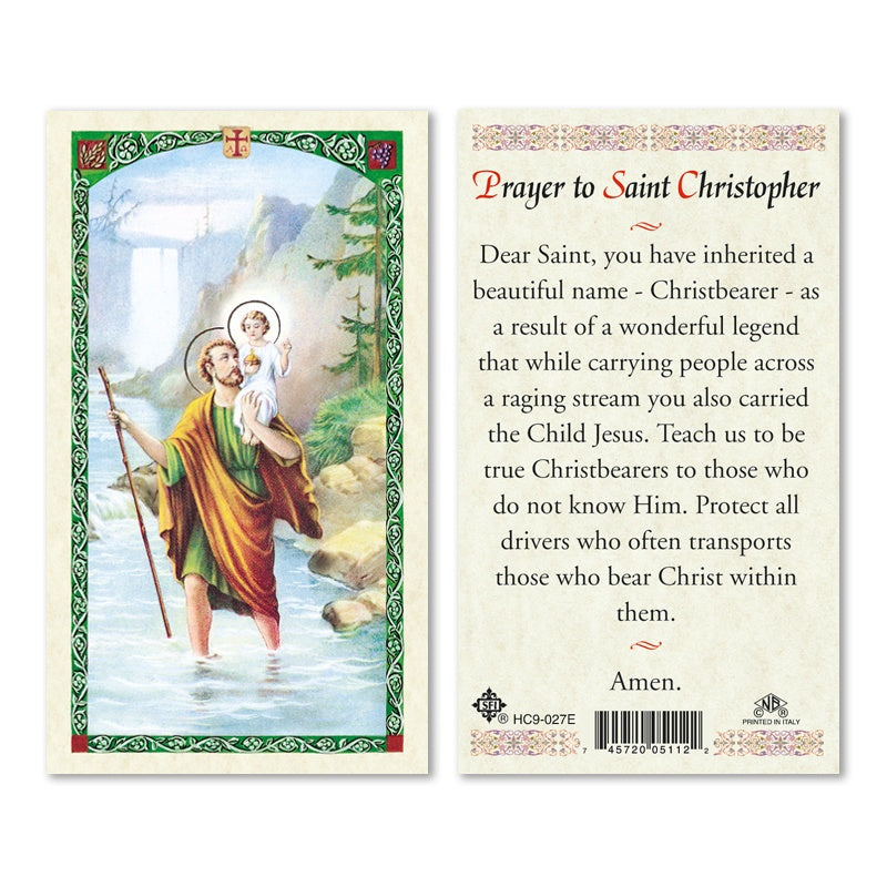 Prayer To Saint Christopher Holy Card