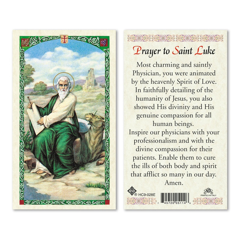 Prayer To Saint Luke Holy Card