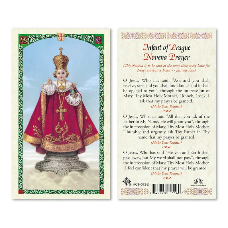 Infant Of Prague Novena Prayer Holy Card