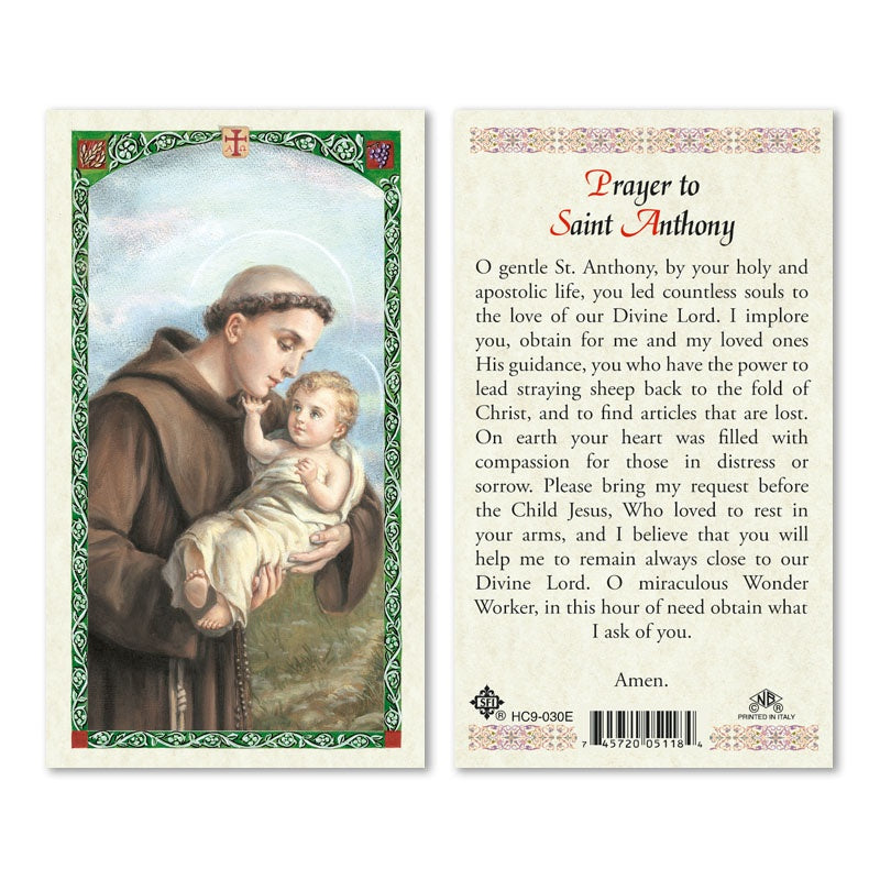 Prayer To Saint Anthony Holy Card