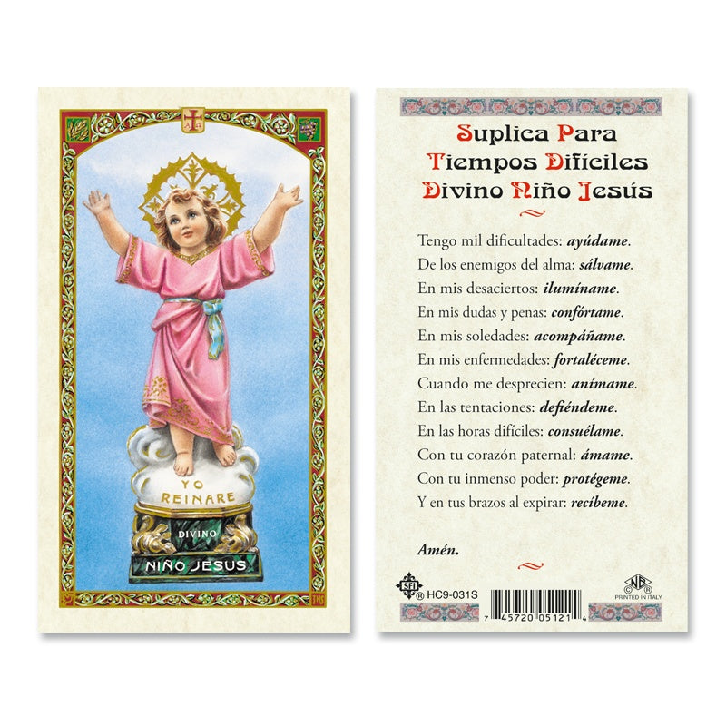 Suplica Para Tiempos Dificiles Divino Niño Jesus Estampa