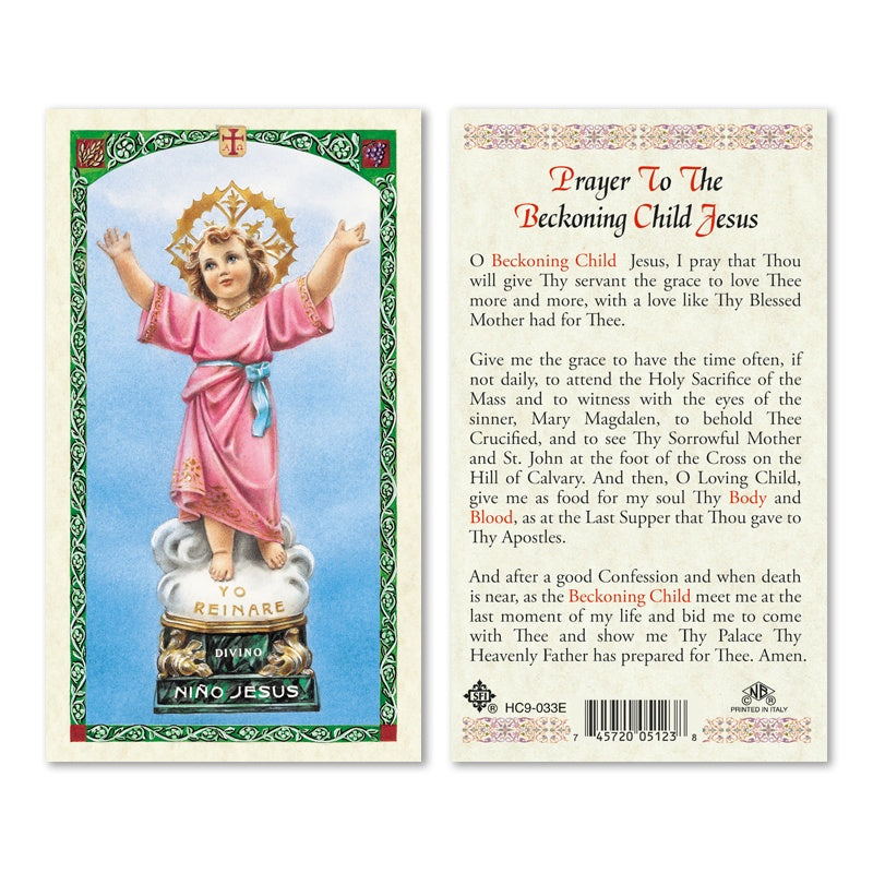 Prayer To the Beckoning Child Jesus Holy Card