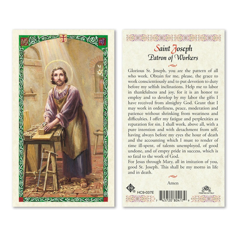 Saint Joseph Patron Of Workers Holy Card