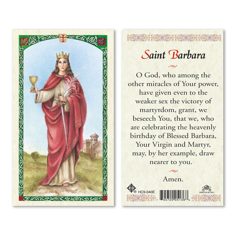Saint Barbara Holy Card