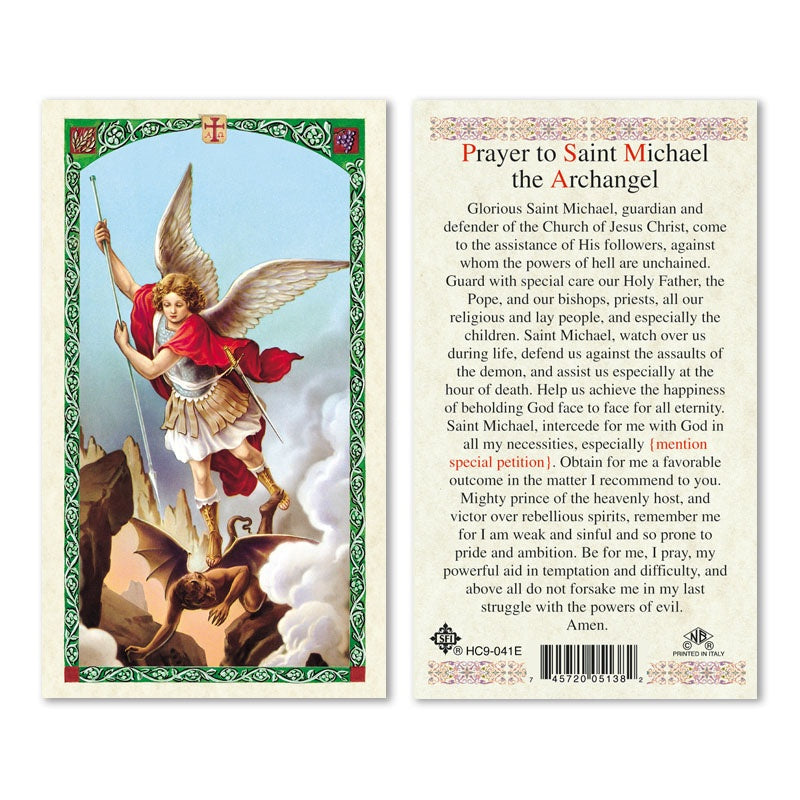 Prayer To Saint Michael The Archangel Holy Card