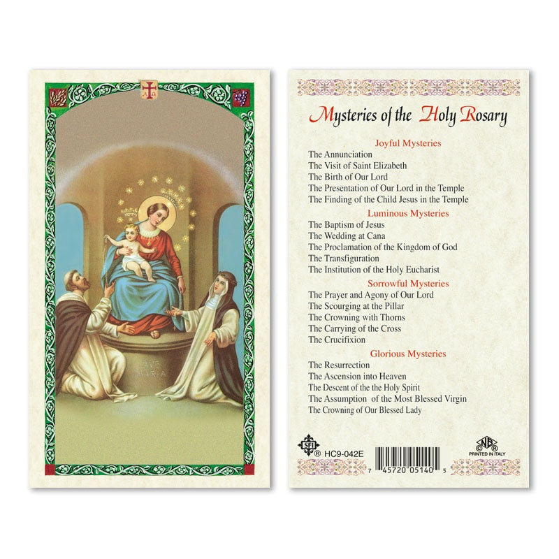 Mysteries Of The Holy Rosary Holy Card