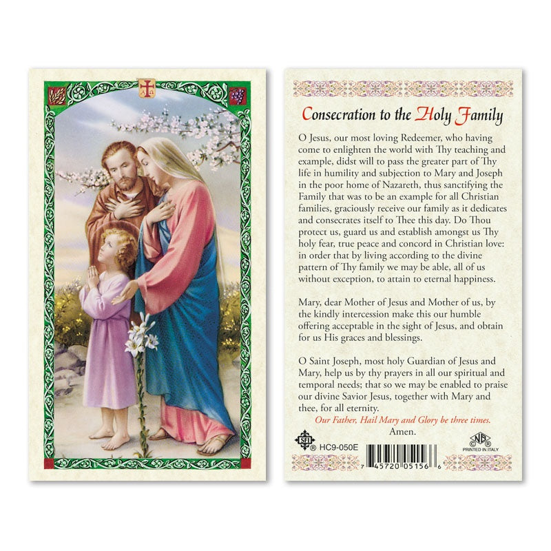 Consecration To The Holy Family Holy Card