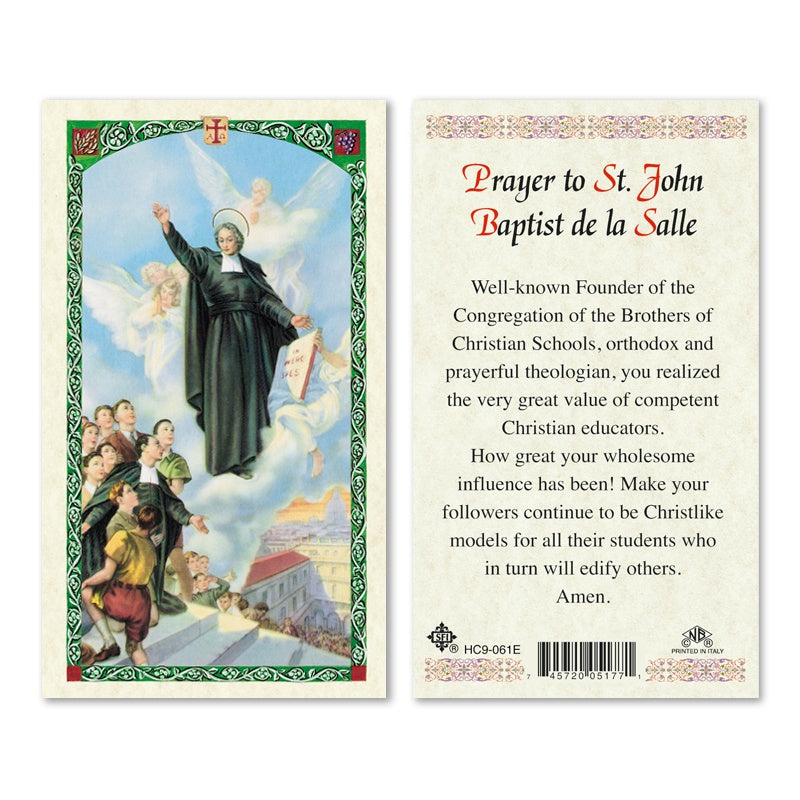 Prayer To St. John Baptist De La Salle Holy Card
