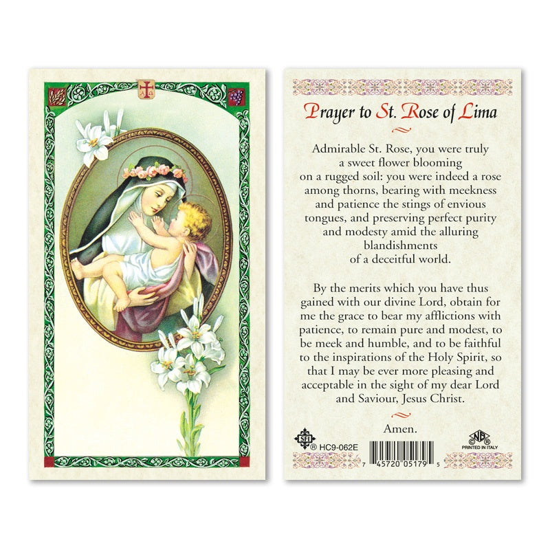 Prayer To St. Rose Of Lima Holy Card