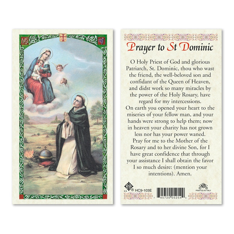 Prayer To St. Dominic Holy Card