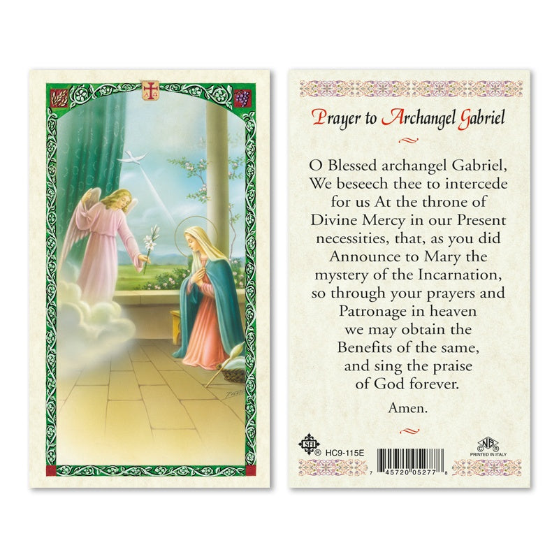 Prayer To Archangel Gabriel Holy Card