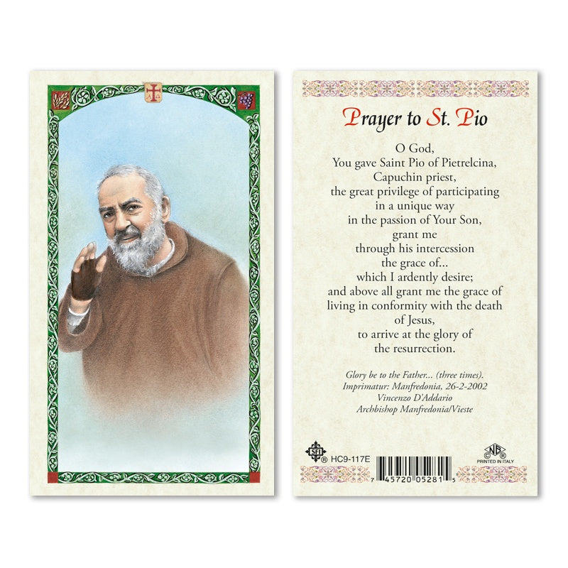 Prayer To St. Pio Holy Card