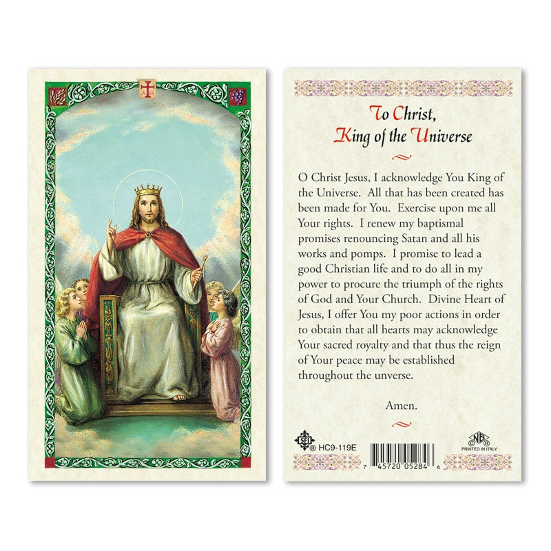 To Christ, King Of The Universe Holy Card
