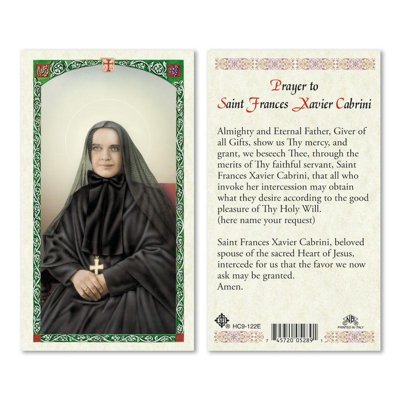 Prayer To Saint Frances Xavier Cabrini Holy Card