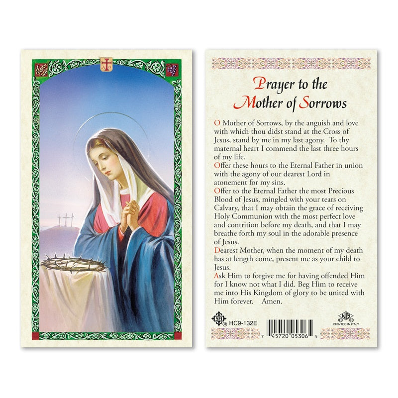 Prayer To The Mother Of Sorrows Holy Card
