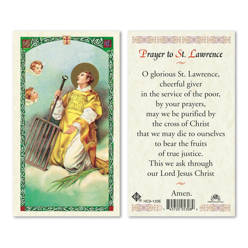 Prayer To St. Lawrence Holy Card