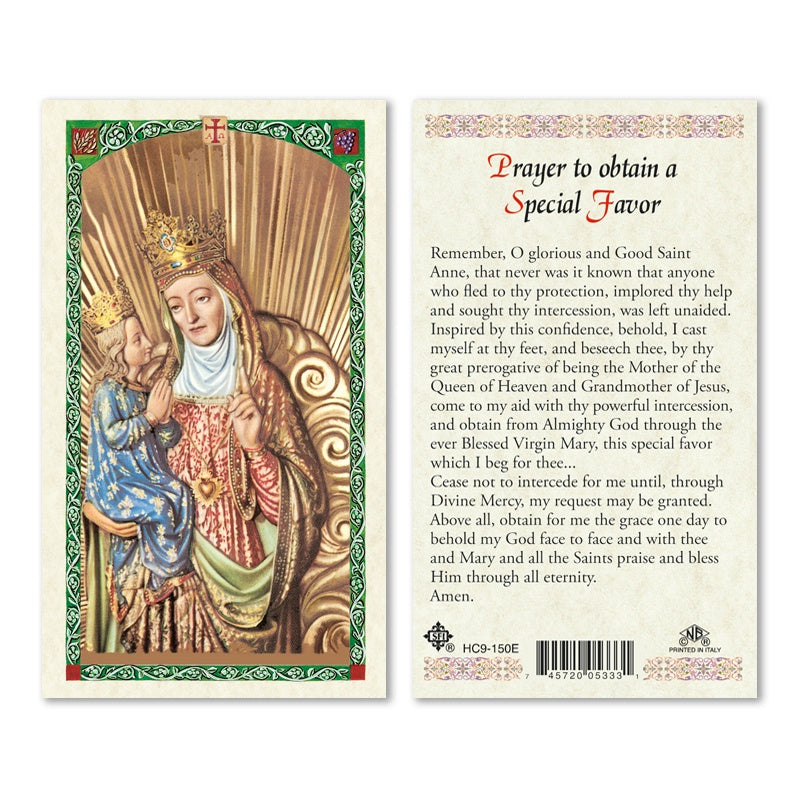 Prayer To Obtain A Special Favor Saint Anne Holy Card