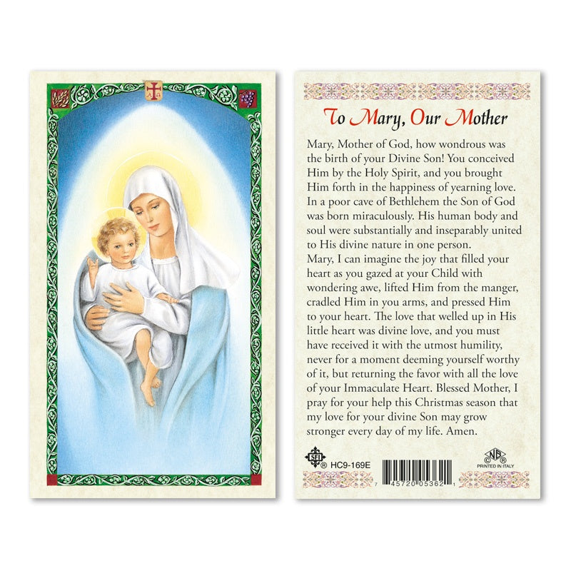 To Mary, Our Mother Holy Card
