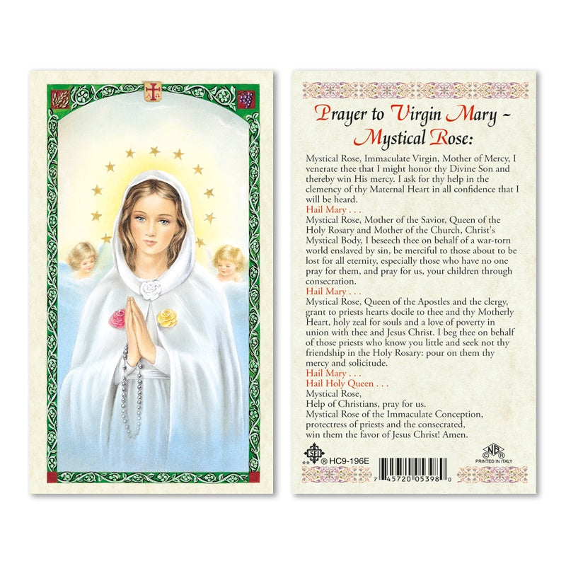 Prayer To Virgin Mary-Mystical Rose Holy Card