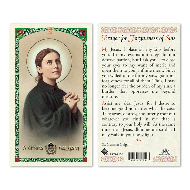 Prayer For Forgiveness Of Sins Holy Card