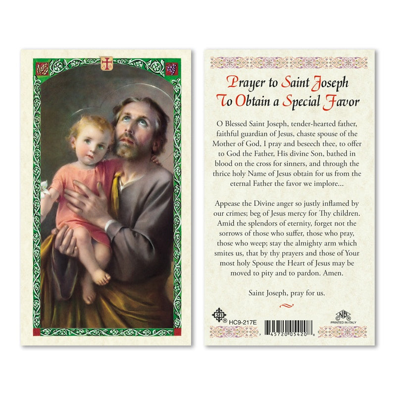 Prayer To Saint Joseph To Obtain A Special Favor Holy Card