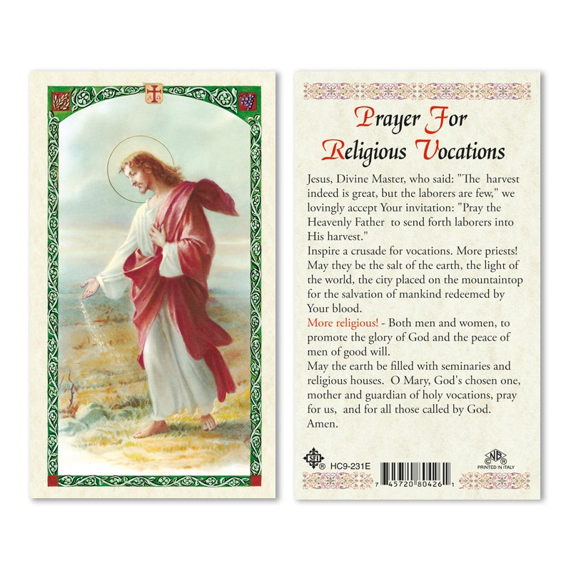 Prayer For Religious Vocation Holy Card